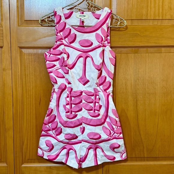 Anthropologie Porridge Pink and White Patterned Romper - Picture 3 of 12